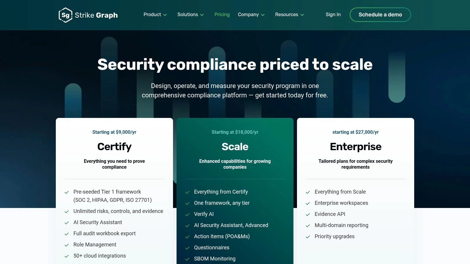 Strike Graph SOC 2 Software Pricing Plans