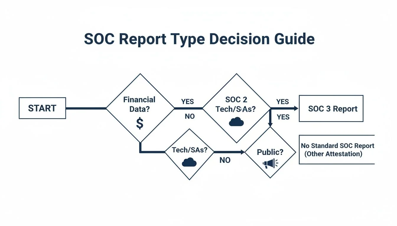 Flowchart illustrating the decision process for determining the appropriate SOC report type.