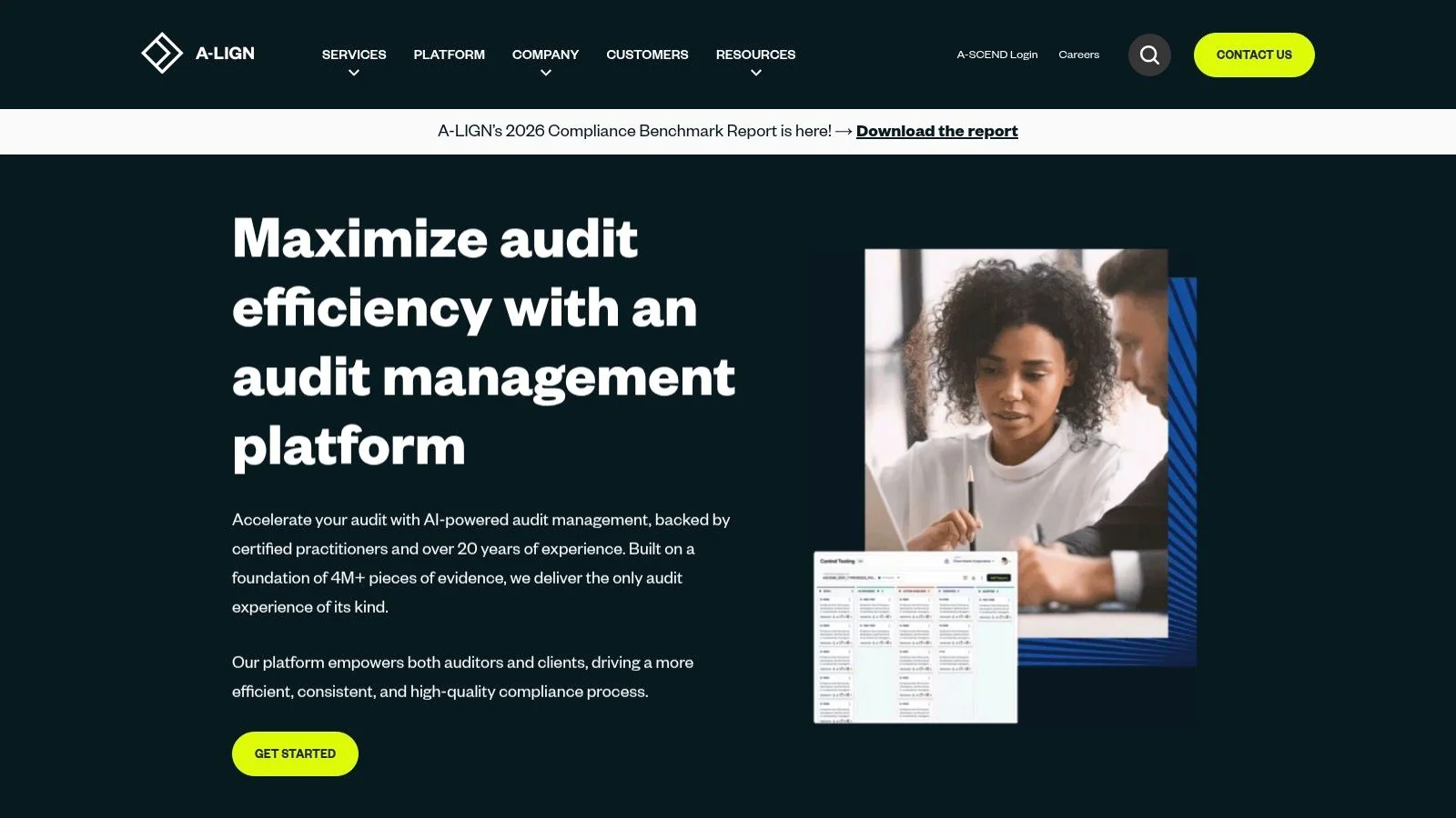 A-LIGN (A-SCEND) platform showcasing audit and compliance management