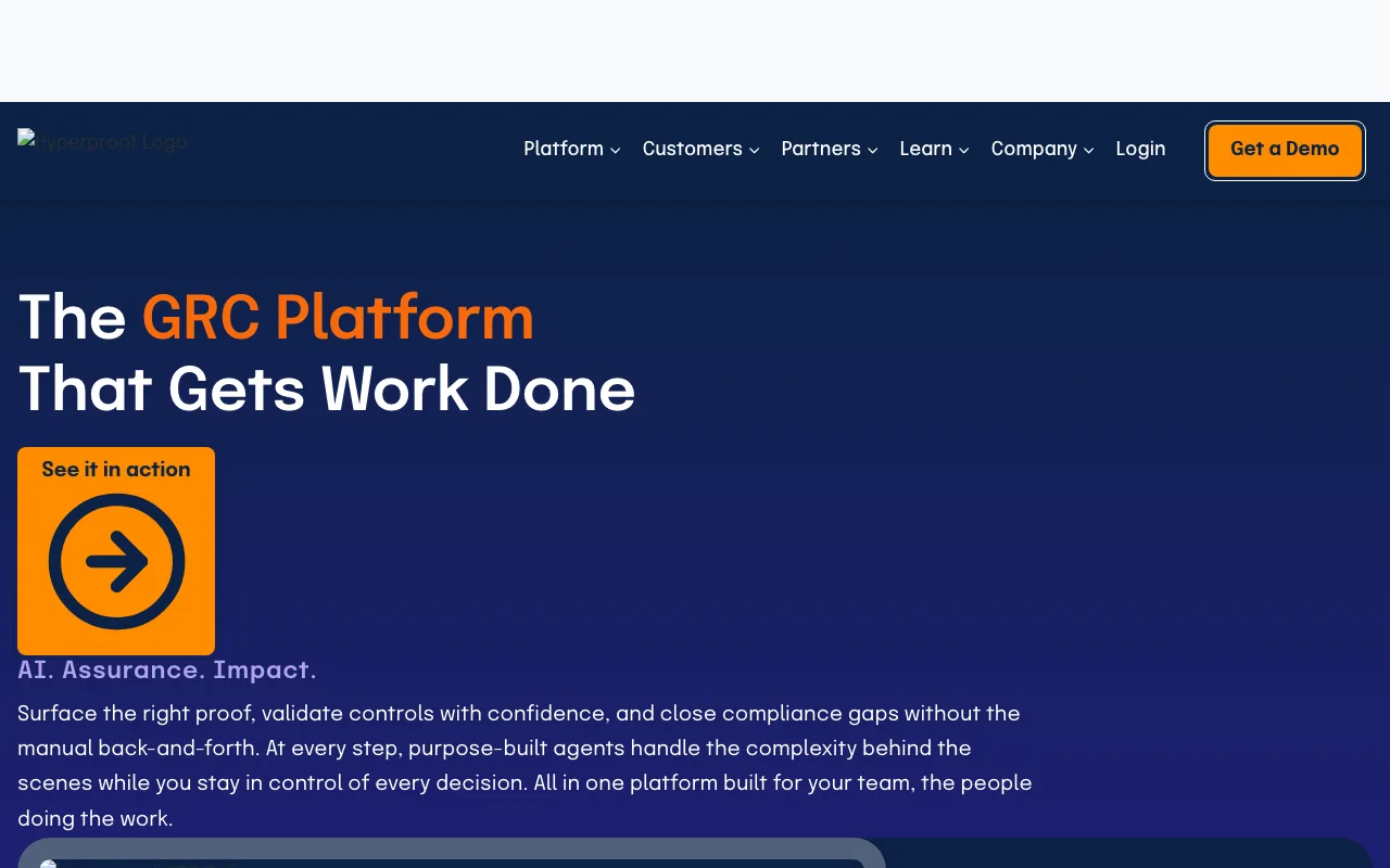 Hyperproof public homepage captured September 28, 2026